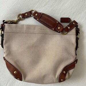 Coach Carly Natural Linen + Leather